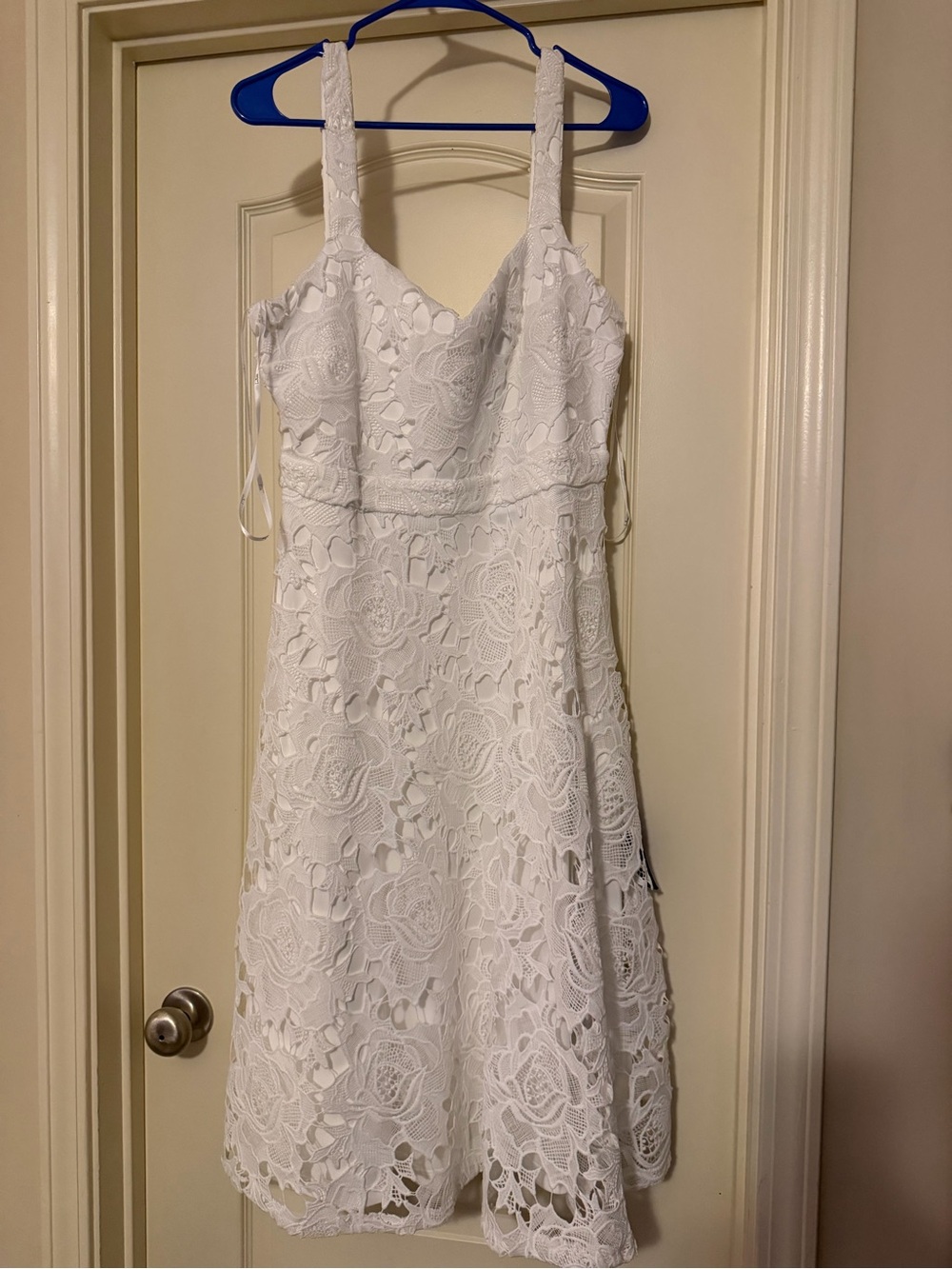 Lulu's White Lace A-Line midi dress